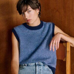 Samuel Wool Jumper - Sézane x MDLO Mottled Vintage Blue/Navy size XXS NWOT